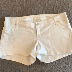 White Denim Maternity Shorts